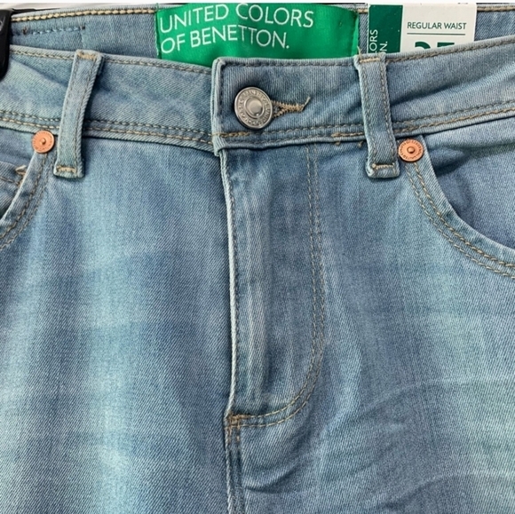 New Benetton High Waisted Straight Leg Summer Jeans sz 25 - Picture 3 of 7